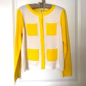 Crown and Ivy Yellow and White Cardigan.